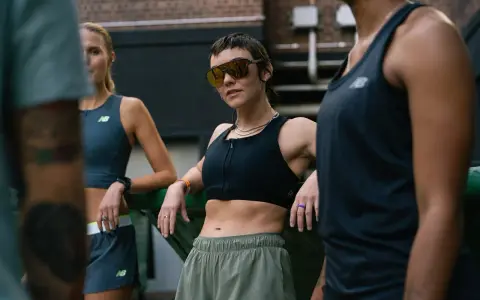 Trzy kobiety w strojach sportowych, gotowe na trening. Codzienne chodzenie 5 km dziennie efekty widać w ich sylwetkach.